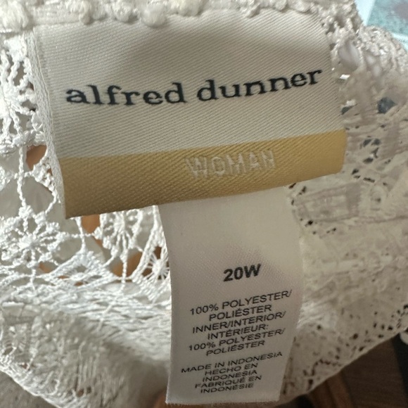 Alfred Dunner Woman Blouse Jacket 20W White Floral Lace Open Front Sheer wb - Picture 8 of 9